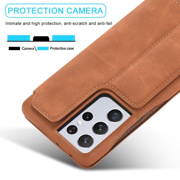 LC.imeeke - LC.IMEEKE Samsung Galaxy S21 Ultra Fodral Äkta läder - Brun