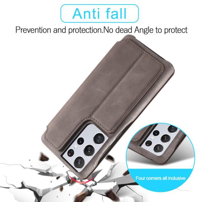 LC.imeeke - LC.IMEEKE Samsung Galaxy S21 Ultra Fodral Äkta läder - Grå