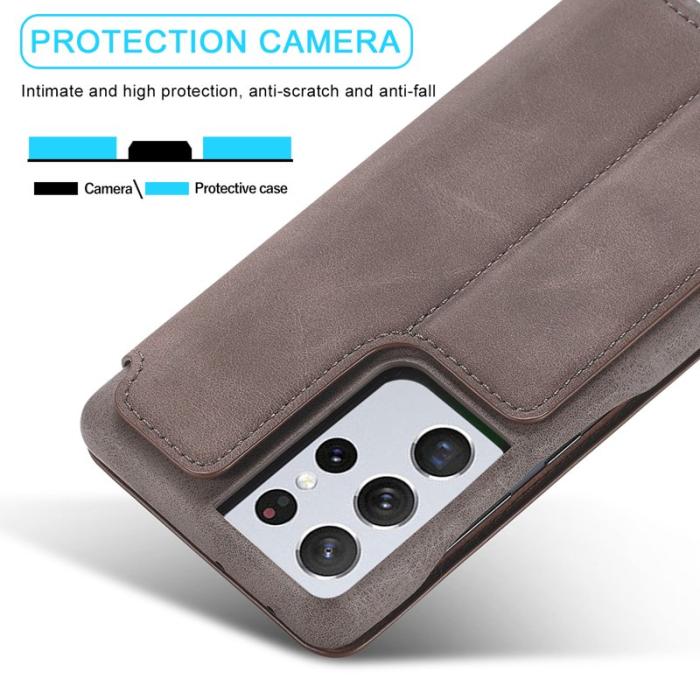 LC.imeeke - LC.IMEEKE Samsung Galaxy S21 Ultra Fodral Äkta läder - Grå