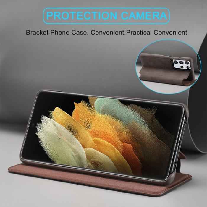 LC.imeeke - LC.IMEEKE Samsung Galaxy S21 Ultra Fodral Äkta läder - Grå