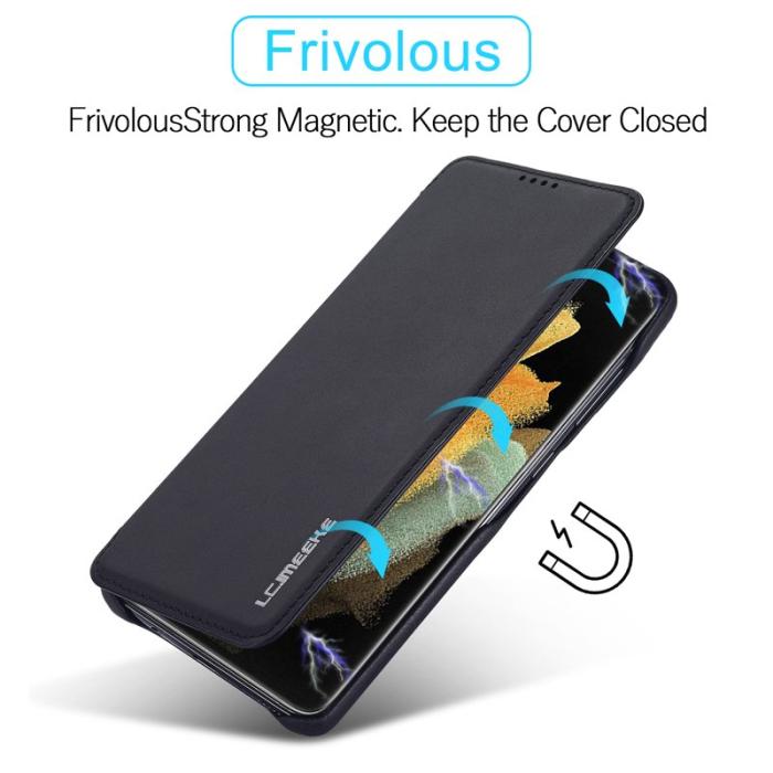 LC.imeeke - LC.IMEEKE Samsung Galaxy S21 Ultra Fodral Äkta läder - Svart