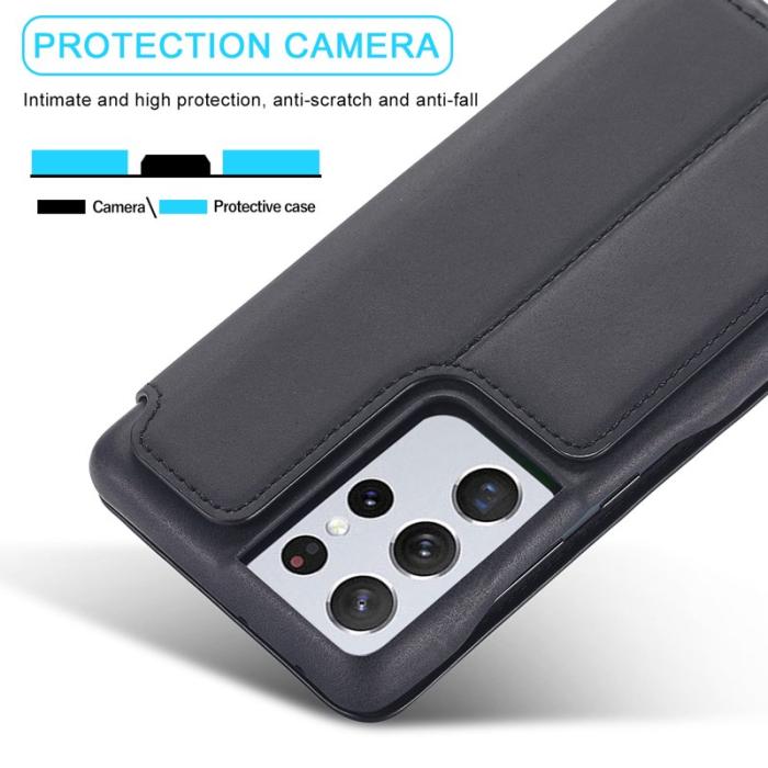 LC.imeeke - LC.IMEEKE Samsung Galaxy S21 Ultra Fodral Äkta läder - Svart