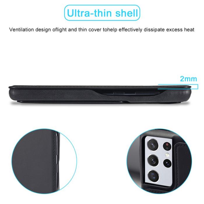 LC.imeeke - LC.IMEEKE Samsung Galaxy S21 Ultra Fodral Äkta läder - Svart