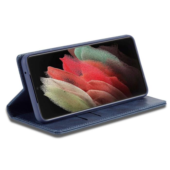 LC.imeeke - LC.IMEEKE Samsung Galaxy S21 Ultra Fodral PU Läder - Blå