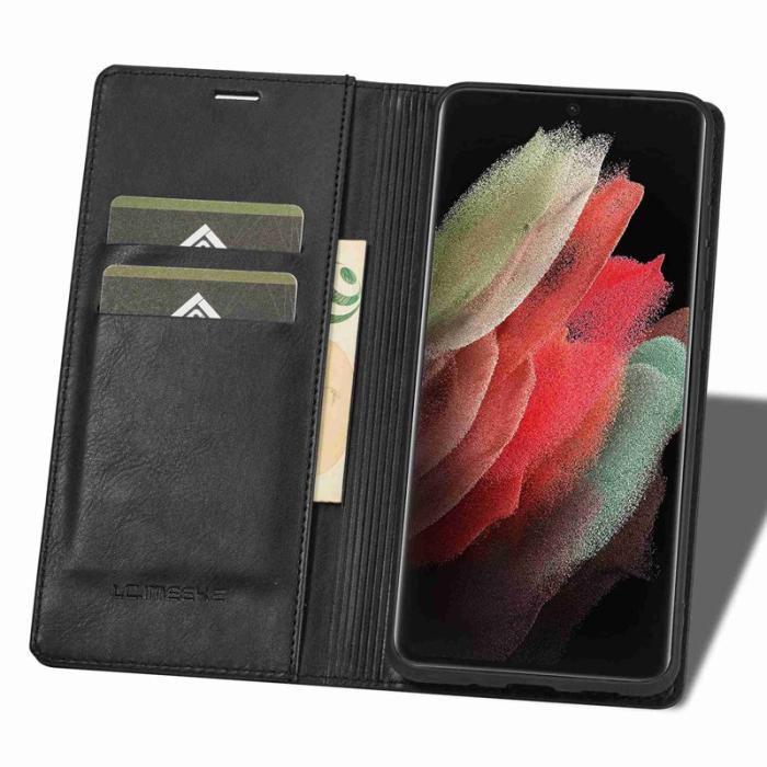 LC.imeeke - LC.IMEEKE Samsung Galaxy S21 Ultra Fodral PU Läder - Svart