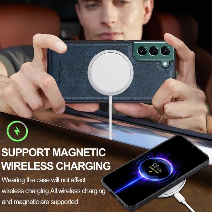 LC.imeeke - LC.IMEEKE Samsung Galaxy S22 5G Fodral Äkta läder - Blå