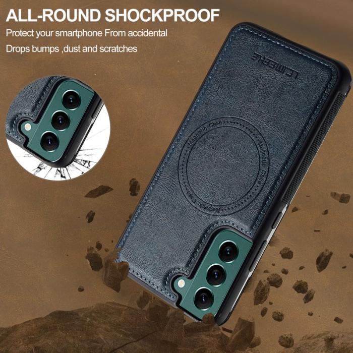 LC.imeeke - LC.IMEEKE Samsung Galaxy S22 5G Fodral Äkta läder - Blå