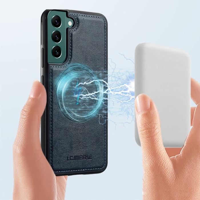 LC.imeeke - LC.IMEEKE Samsung Galaxy S22 5G Fodral Äkta läder - Blå