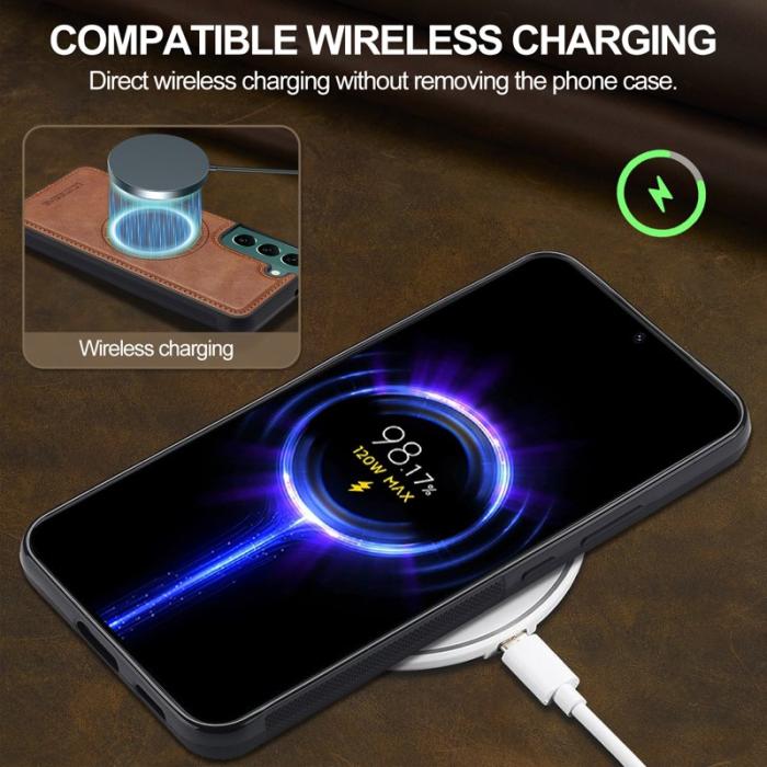 LC.imeeke - LC.IMEEKE Samsung Galaxy S22 5G Fodral Äkta läder - Brun