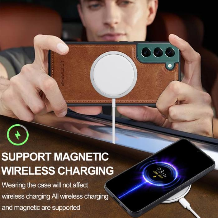 LC.imeeke - LC.IMEEKE Samsung Galaxy S22 5G Fodral Äkta läder - Brun