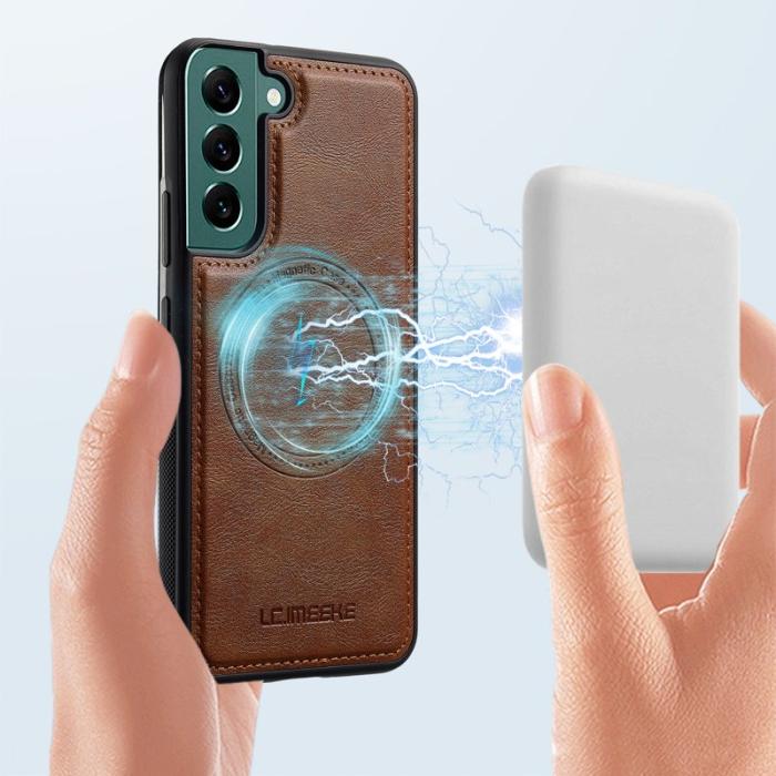 LC.imeeke - LC.IMEEKE Samsung Galaxy S22 5G Fodral Äkta läder - Brun
