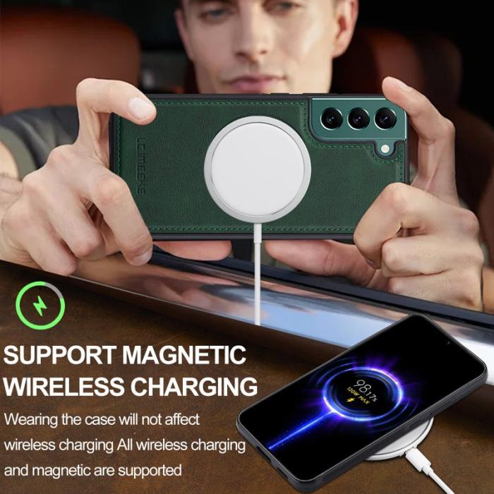 LC.imeeke - LC.IMEEKE Samsung Galaxy S22 5G Fodral - Äkta läder - Grön