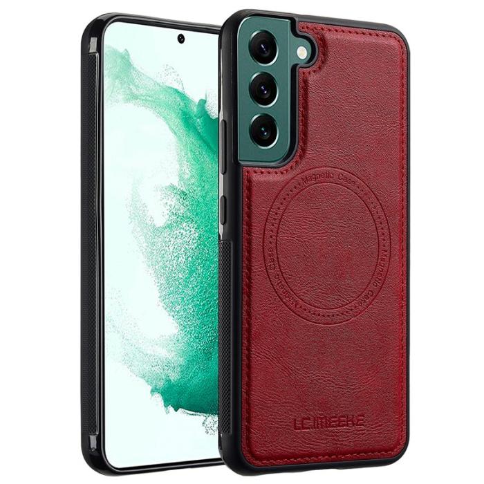 LC.imeeke - LC.IMEEKE Samsung Galaxy S22 5G Fodral - Äkta läder - Röd