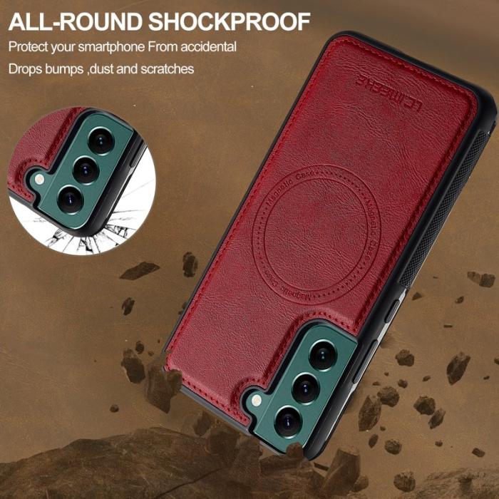 LC.imeeke - LC.IMEEKE Samsung Galaxy S22 5G Fodral - Äkta läder - Röd