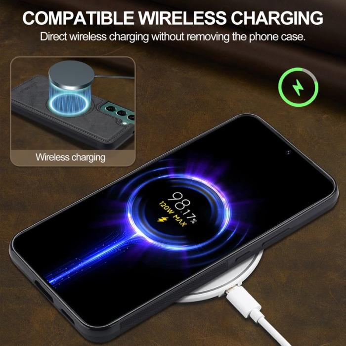 LC.imeeke - LC.IMEEKE Samsung Galaxy S22 5G Fodral Äkta läder - Svart