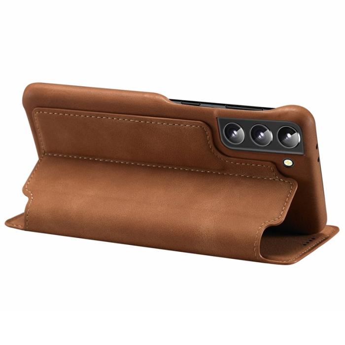 LC.imeeke - LC.IMEEKE Samsung Galaxy S22 5G Fodral - PU Läder - Brun