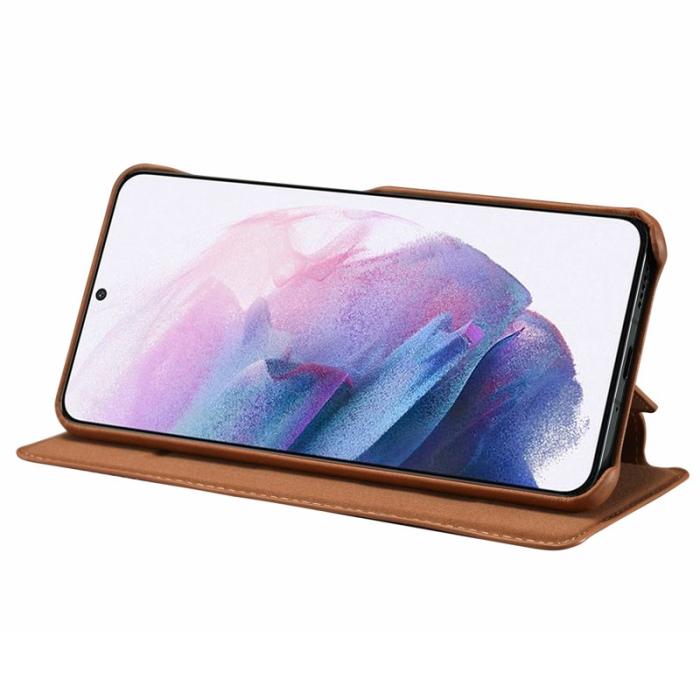 LC.imeeke - LC.IMEEKE Samsung Galaxy S22 5G Fodral - PU Läder - Brun