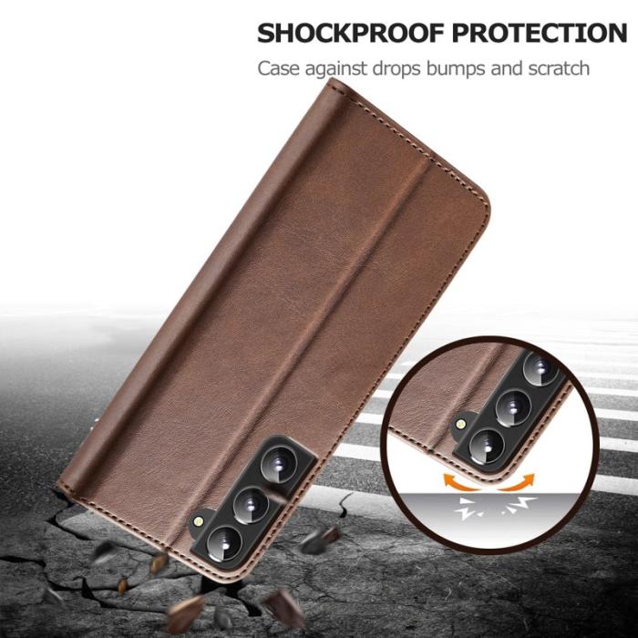 LC.imeeke - LC.IMEEKE Samsung Galaxy S22 5G Fodral - PU Läder - Mörkbrun