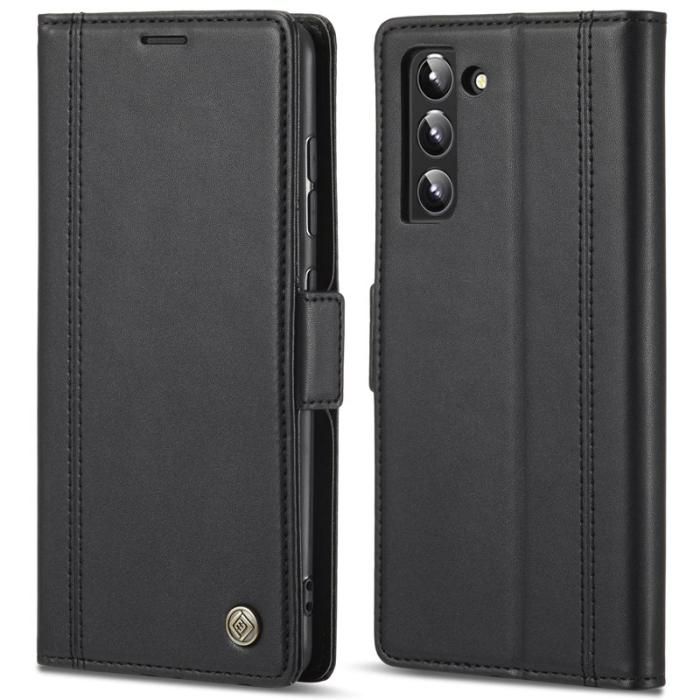 LC.imeeke - LC.IMEEKE Samsung Galaxy S22 Fodral Äkta läder - Svart