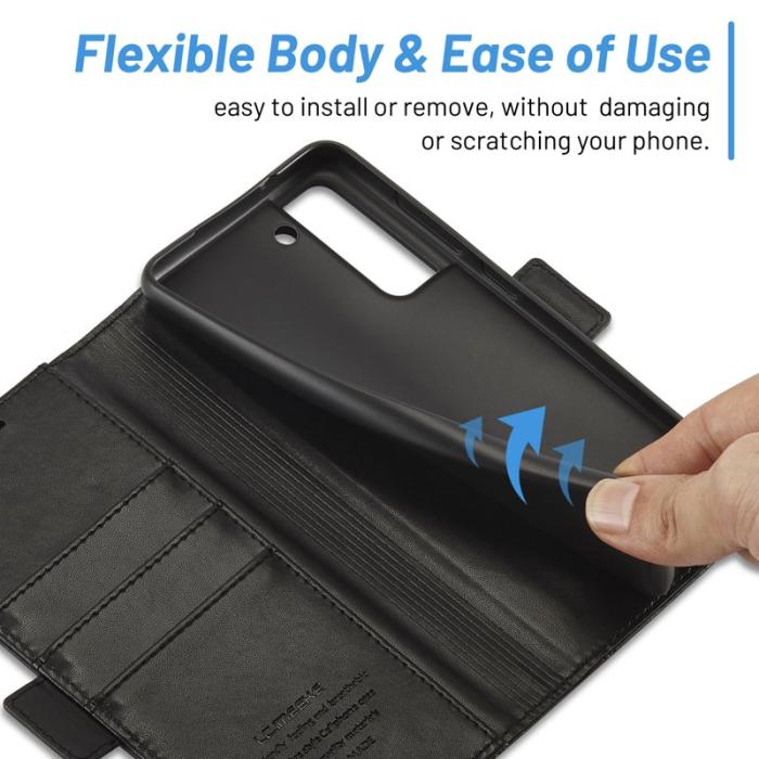 LC.imeeke - LC.IMEEKE Samsung Galaxy S22 Fodral Äkta läder - Svart