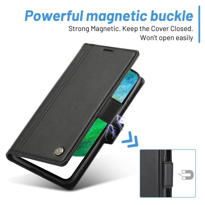 LC.imeeke - LC.IMEEKE Samsung Galaxy S22 Fodral Äkta läder - Svart