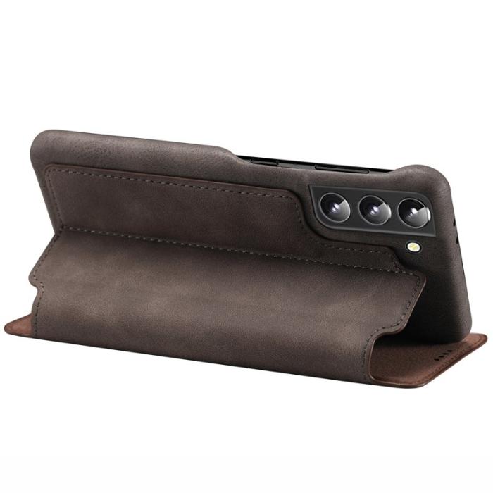 LC.imeeke - LC.IMEEKE Samsung Galaxy S22 Fodral - PU Läder - Kaffe