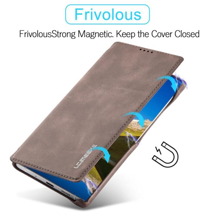 LC.imeeke - LC.IMEEKE Samsung Galaxy S22 Ultra 5G Fodral Äkta läder - Kaffe