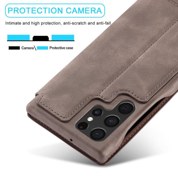 LC.imeeke - LC.IMEEKE Samsung Galaxy S22 Ultra 5G Fodral Äkta läder - Kaffe