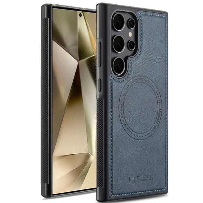 LC.imeeke - LC.IMEEKE Samsung Galaxy S22 Ultra Fodral Äkta läder - Blå