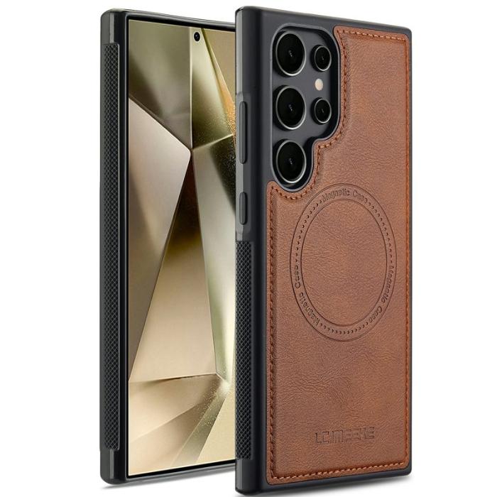 LC.imeeke - LC.IMEEKE Samsung Galaxy S22 Ultra Fodral Äkta läder - Brun