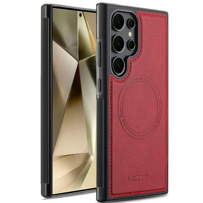 LC.imeeke - LC.IMEEKE Samsung Galaxy S22 Ultra Fodral Äkta läder - Röd