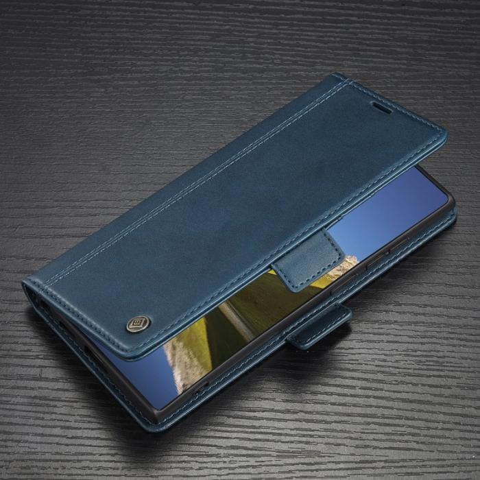 LC.imeeke - LC.IMEEKE Samsung Galaxy S22 Ultra Fodral - PU Läder - Blå