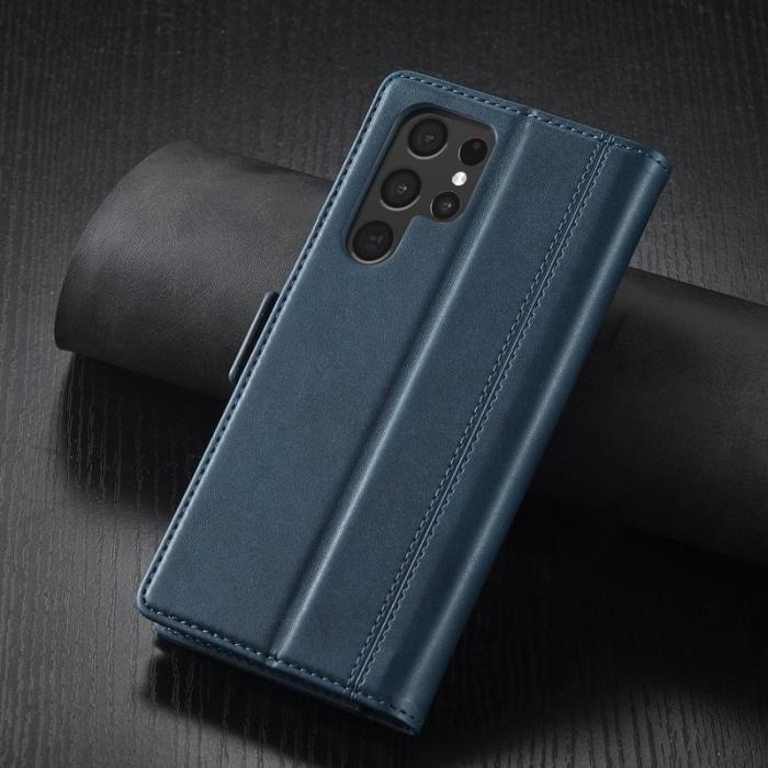 LC.imeeke - LC.IMEEKE Samsung Galaxy S22 Ultra Fodral - PU Läder - Blå