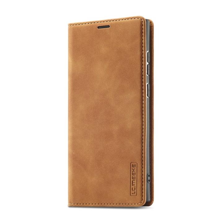 LC.imeeke - LC.IMEEKE Samsung Galaxy S22 Ultra Fodral - PU Läder - Brun