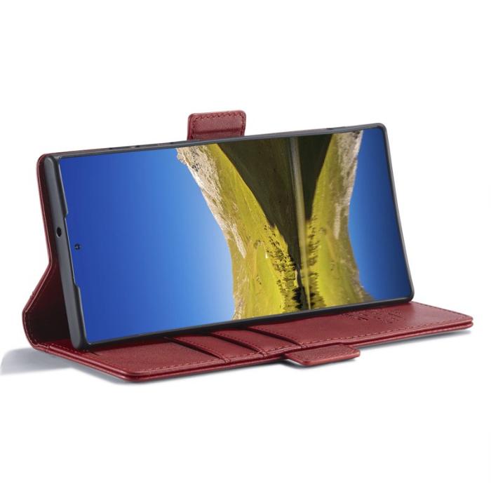 LC.imeeke - LC.IMEEKE Samsung Galaxy S22 Ultra Fodral - PU Läder - Röd