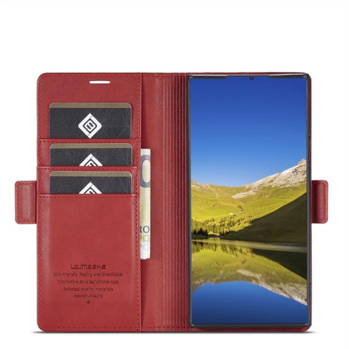 LC.imeeke - LC.IMEEKE Samsung Galaxy S22 Ultra Fodral - PU Läder - Röd