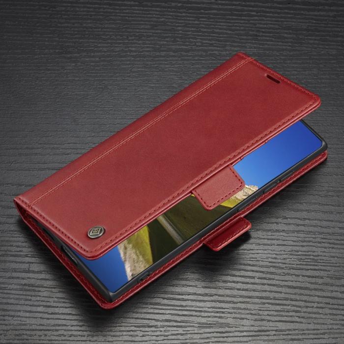 LC.imeeke - LC.IMEEKE Samsung Galaxy S22 Ultra Fodral - PU Läder - Röd