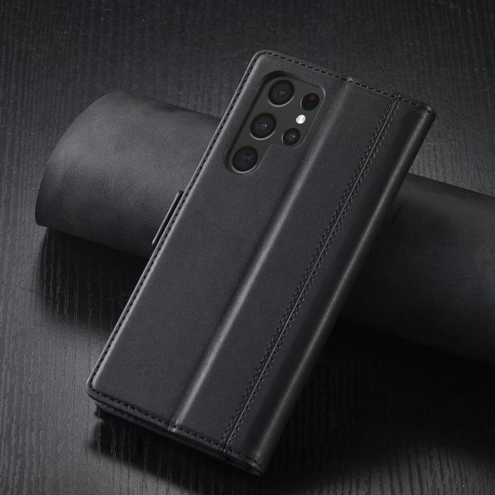 LC.imeeke - LC.IMEEKE Samsung Galaxy S22 Ultra Fodral - PU Läder - Svart