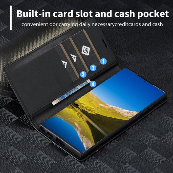 LC.imeeke - LC.IMEEKE Samsung Galaxy S22 Ultra Fodral PU Läder - Vit