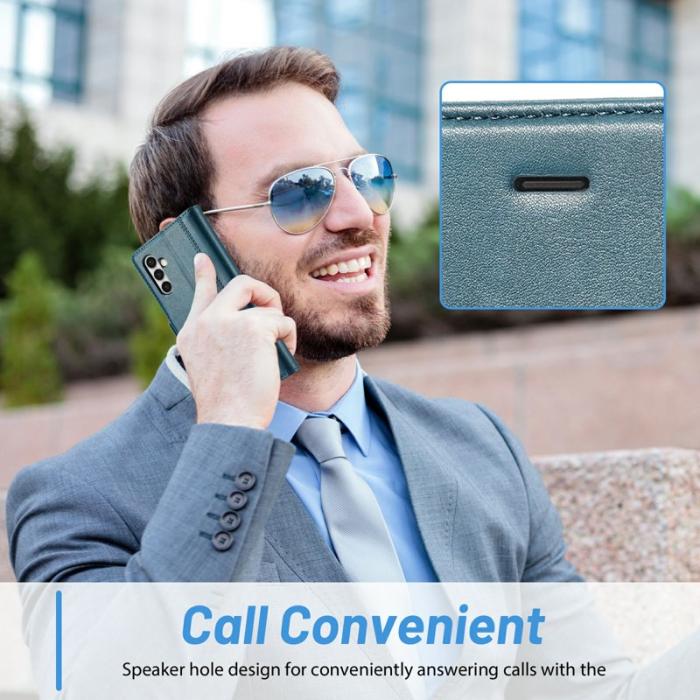 LC.imeeke - LC.IMEEKE Samsung Galaxy S23 FE Fodral - Äkta läder - Blå