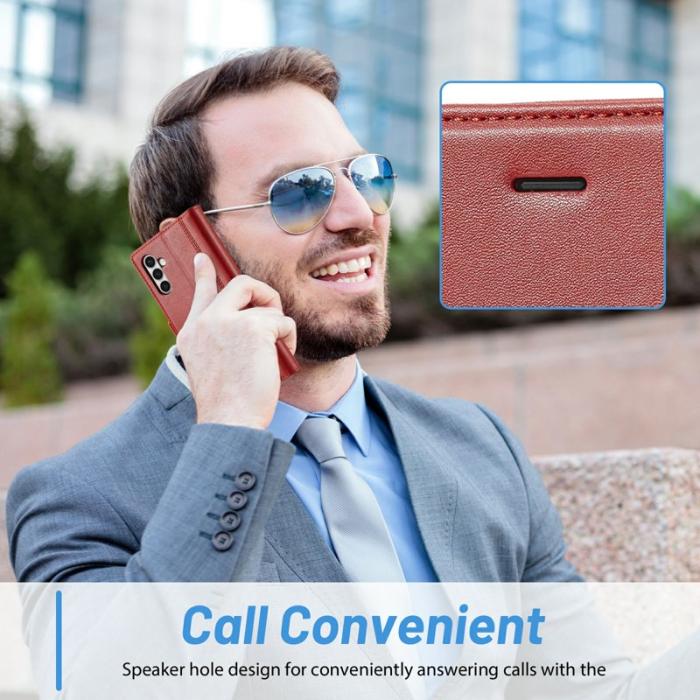 LC.imeeke - LC.IMEEKE Samsung Galaxy S23 FE Fodral Äkta läder - Röd