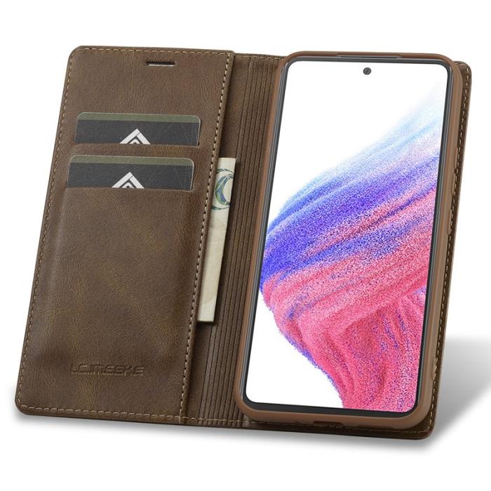 LC.imeeke - LC.IMEEKE Samsung Galaxy S23 FE Fodral Wallet PU Läder - Brun