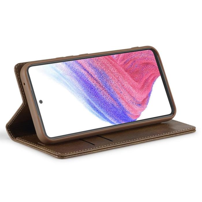 LC.imeeke - LC.IMEEKE Samsung Galaxy S23 FE Fodral Wallet PU Läder - Brun