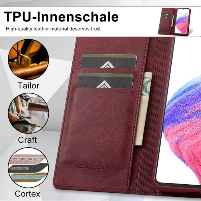 LC.imeeke - LC.IMEEKE Samsung Galaxy S23 FE Fodral Wallet PU Läder - Röd
