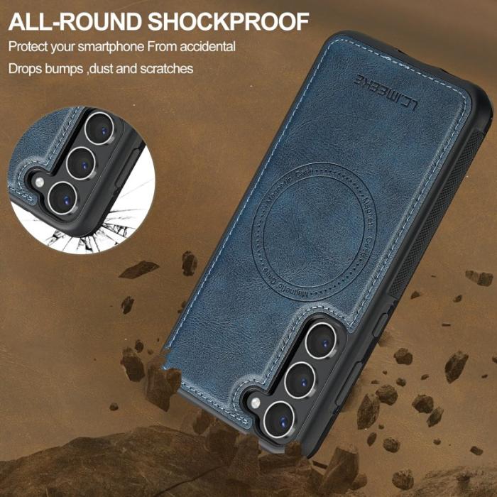 LC.imeeke - LC.IMEEKE Samsung Galaxy S23 Fodral Äkta läder - Blå