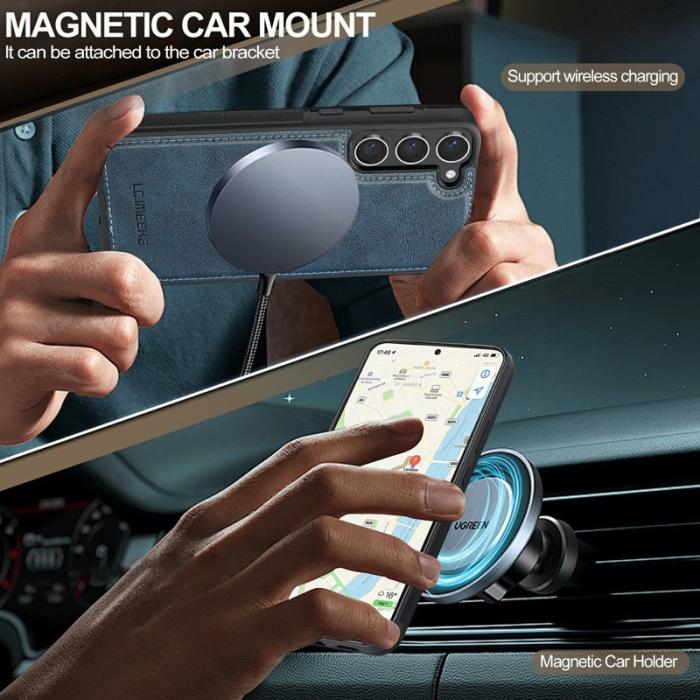 LC.imeeke - LC.IMEEKE Samsung Galaxy S23 Fodral Äkta läder - Blå