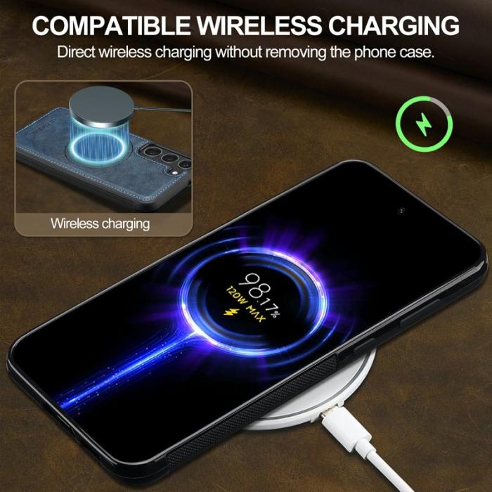 LC.imeeke - LC.IMEEKE Samsung Galaxy S23 Fodral Äkta läder - Blå