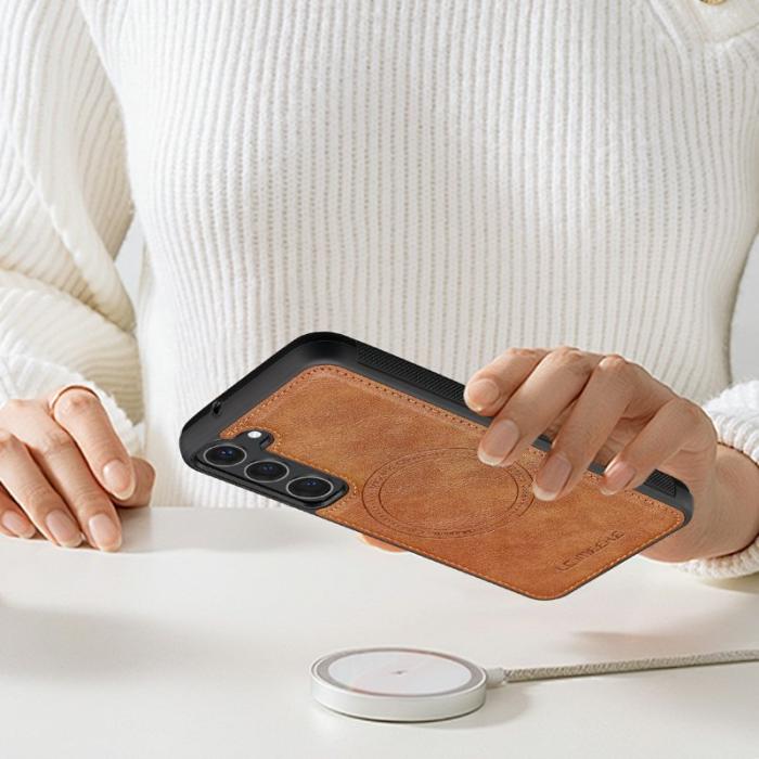 LC.imeeke - LC.IMEEKE Samsung Galaxy S23 Fodral Äkta läder - Brun