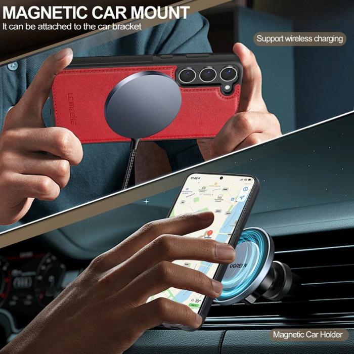 LC.imeeke - LC.IMEEKE Samsung Galaxy S23 Fodral Äkta läder - Röd