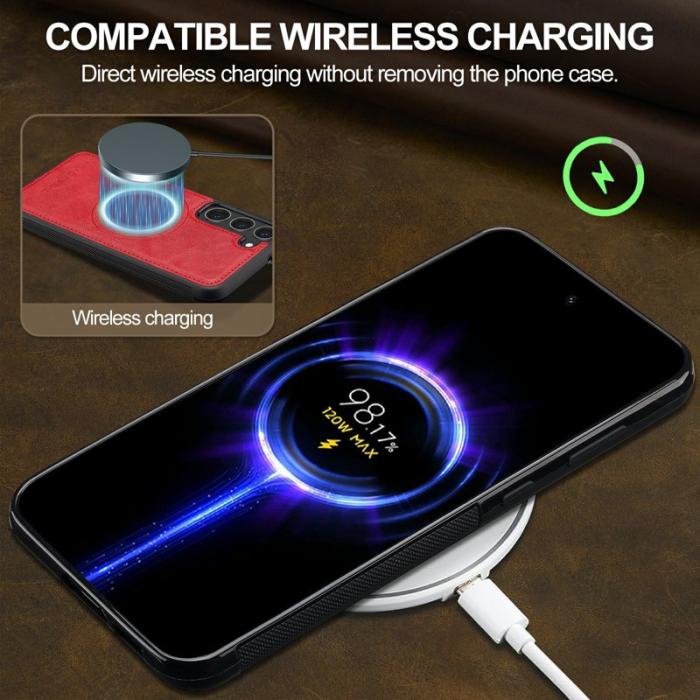 LC.imeeke - LC.IMEEKE Samsung Galaxy S23 Fodral Äkta läder - Röd